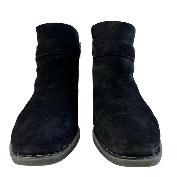 Born Morocco Black Distressed Suede Block Heel Ankle Booties Size 10 - Picture 6 of 16